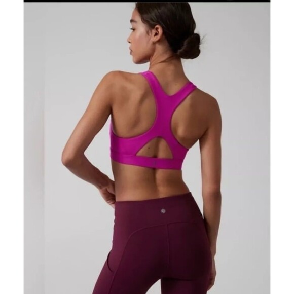 Athleta A-C Ultimate Zip up Front sports bra hot pink size XS - Picture 3 of 10